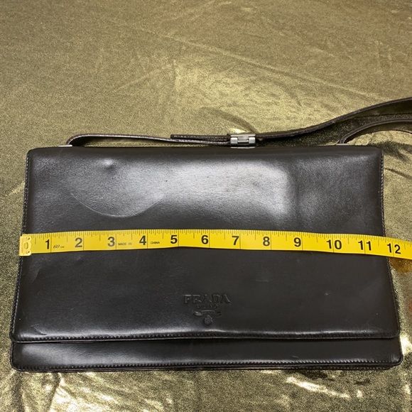 Prada Vitello Sport Flap Bag Women Black Leather Crossbody Messenger Italy - Picture 15 of 16